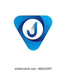 Logo letter J blue colored in the triangle shape, Vector design template elements for your application or company identity.