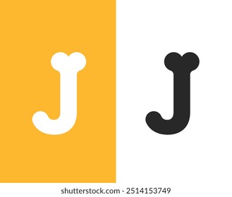 Letra de logotipo J bone design exclusivo com fundo em branco
