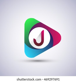 logo letter J colorful icon in the triangle shape, Vector design template elements for your application or company identity.