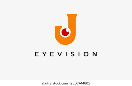 Logo Letter J and Eye Vision. Digital, visual with modern and minimalist concept. Editable file.