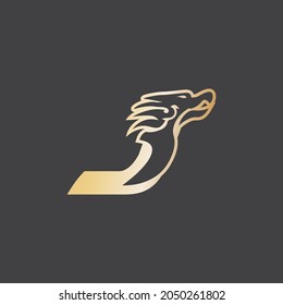 logo letter J. illustration of the symbol of a bird with the shape of the letter J in gold.
