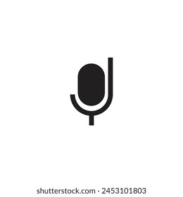 Logo letter J microphone line minimalist simple line with blank background