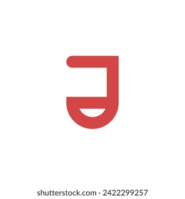 Elemento de plantilla de diseño de línea roja de letra de logotipo J