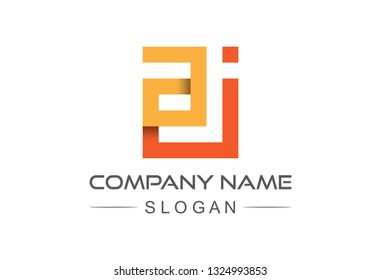 logo letter a and j square line