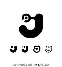Logo Letter J, trendy modern alphabet font, set of five different letter j for your brand name design, vector illustration 10 EPS