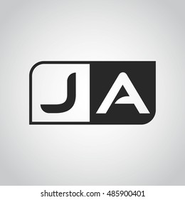 Logo letter JA with two different sides. Negative or black and white vector template design