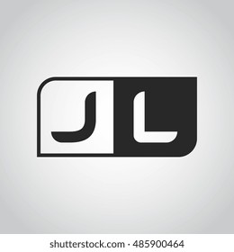Logo letter JL with two different sides. Negative or black and white vector template design