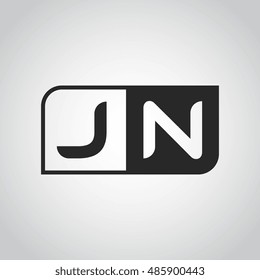 Logo letter JN with two different sides. Negative or black and white vector template design