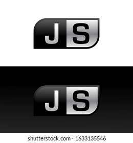 Logo letter JS with two different sides. Negative or black and white vector template design vector