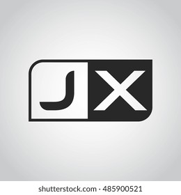 Logo letter JX with two different sides. Negative or black and white vector template design