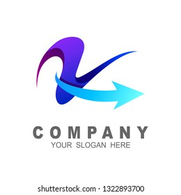 Logo letter k with up arrow