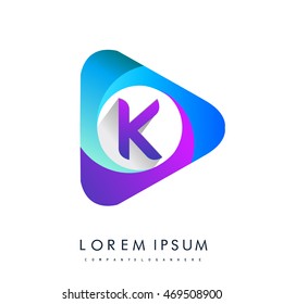 logo letter K colorful icon in the triangle shape, Vector design template elements for your application or company identity.