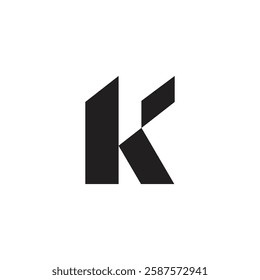 Logo letter K cut simple black design minimalist with blank background