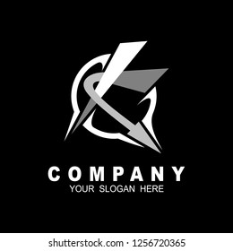 logo letter k design template, letter k and arrow icon