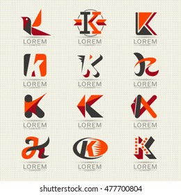 Logo letter k. Element and abstract web Icon vector symbol set. Unusual sign icon and sticker set. Graphic design easy editable for Your design. 