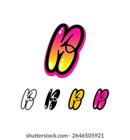 Logo letter K, graffiti alphabet font, set of four different art symbol for your brand name design, vector illustration 10 EPS
