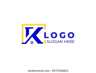 logo letter K home with rectangle shape. Logo architecture, building and real estate. Editable file