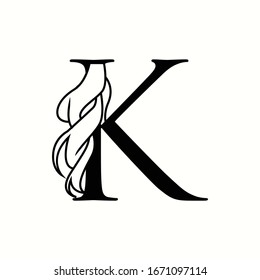 logo letter k with icon beauty hair vector design