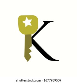 logo letter k with icon key modern vector design