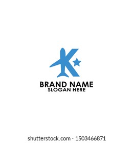 logo letter k with icon plane vector design