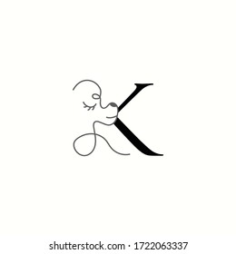 logo letter k with icon prety dog line vector design