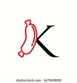 logo letter k with icon sausage vector design