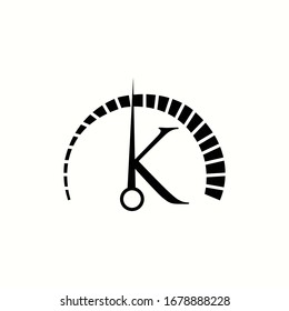 logo letter k with icon Speedometer vector design