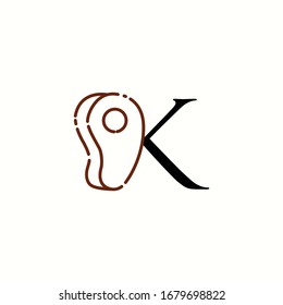 logo letter k with icon steak beef vector design