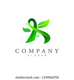 logo letter k, logo k with leaves + greening icon