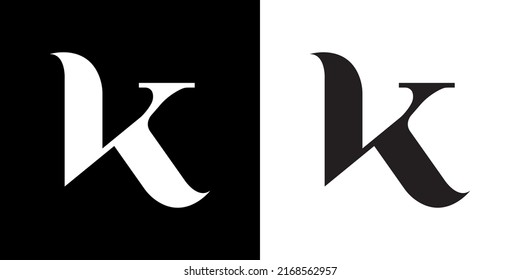 Letra con logotipo K serif moderno y elegante minimalismo