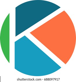 Logo for letter K. Simple K logo with four colors. Colorful logo