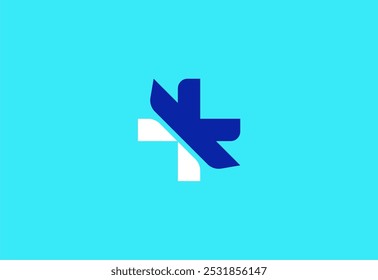 Logotipo de la letra K con el símbolo médico plus, Plantilla creativa para el hospital y la atención sanitaria.