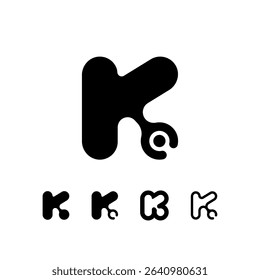 Logo Letter K, trendy modern alphabet font, set of five different letter k for your brand name design, vector illustration 10 EPS