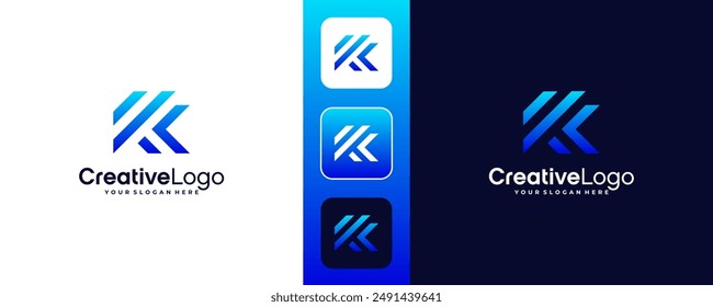 logo letra K con diseños únicos colección de Vector