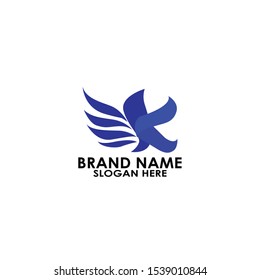 logo letter k with wing vector design