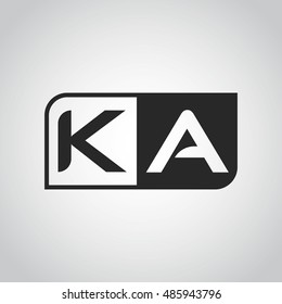 Logo letter KA with two different sides. Negative or black and white vector template design