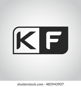 Logo letter KF with two different sides. Negative or black and white vector template design