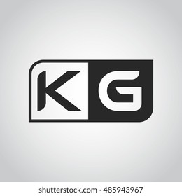 Logo letter KG with two different sides. Negative or black and white vector template design