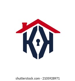 Logo Letter KH Key Hole Design