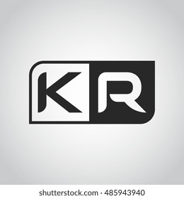 Logo letter KR with two different sides. Negative or black and white vector template design