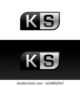 Logo letter KS with two different sides. Negative or black and white vector template design vector