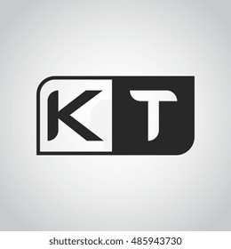 Logo letter KT with two different sides. Negative or black and white vector template design