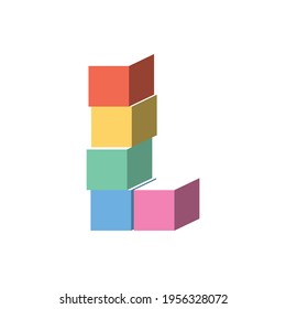 Letra con logotipo L Cubo Box 3D Pila