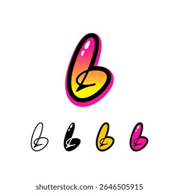 Logo letter L, graffiti alphabet font, set of four different art symbol for your brand name design, vector illustration 10 EPS