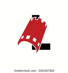 logo letter l with icon cinema vector design