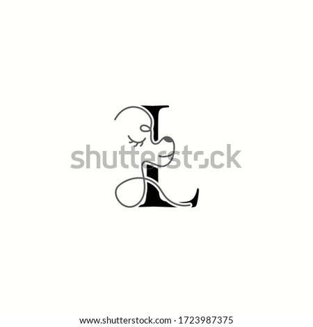 logo letter l with icon prety dog line vector design