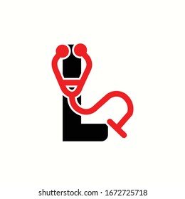 logo letter l with icon stethoscope vector design
