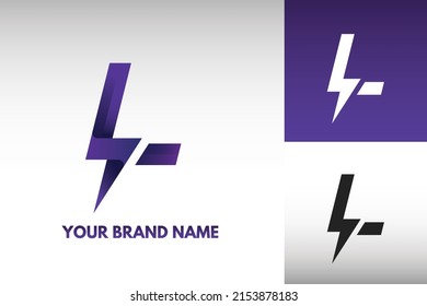 Logo Letter L Initial monogram Electric Power thunder Lightning Style Design Vector in Gradient and monochrome color