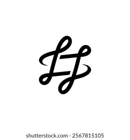 Logo Letter L LJ Z Black intertwined letters L form elegant lettering suitable for logos, monograms, and branding projects in the luxury and fashion industries.