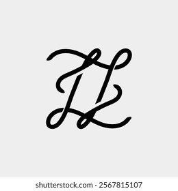 Logo Letter L LJ Z Black intertwined letters L form elegant lettering suitable for logos, monograms, and branding projects in the luxury and fashion industries.